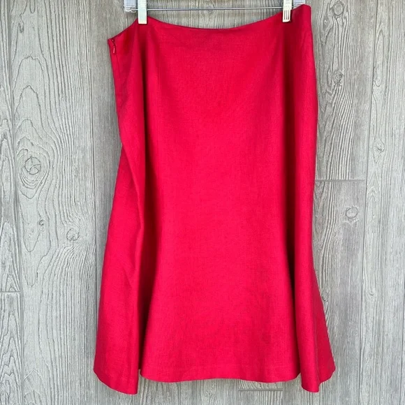 NWOT Ralph Lauren Chaps 100% Linen Midi Pink Coral Skirt Size 14 - Picture 3 of 5